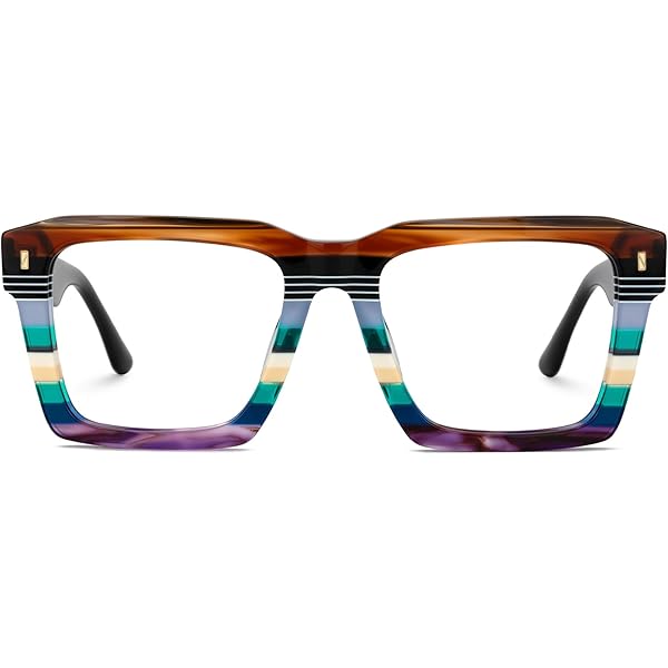 Amazon.com: Zeelool Vintage Square Wood Arm Eyeglasses Frame for